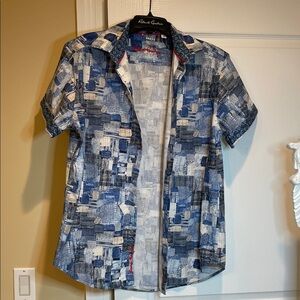 Robert Graham Abstract Blue and Gray Men's Shirt